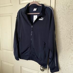 Puma tricot dark blue zip up jacket SZ S NWT!